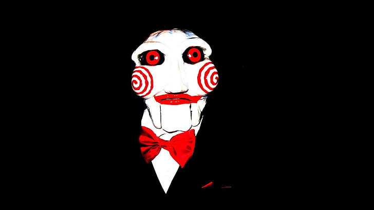 илюстрация на клоун, трион, маска, куклата Били, HD тапет