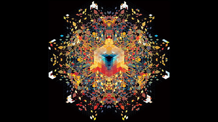 illusione multicolore wallpepr, arte digitale, colorato, geometria, Andy Gilmore, Sfondo HD