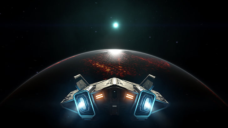 graues Raumschiff, Elite: Gefährlich, ASP Explorer, HD-Hintergrundbild