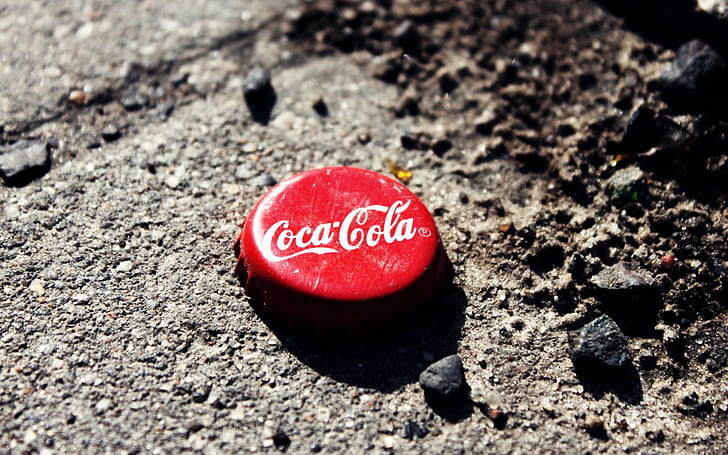 Tappo di coca cola, tappo di bottiglia di coca cola rosso e bianco, marchio, coca, cola, tappo, Sfondo HD