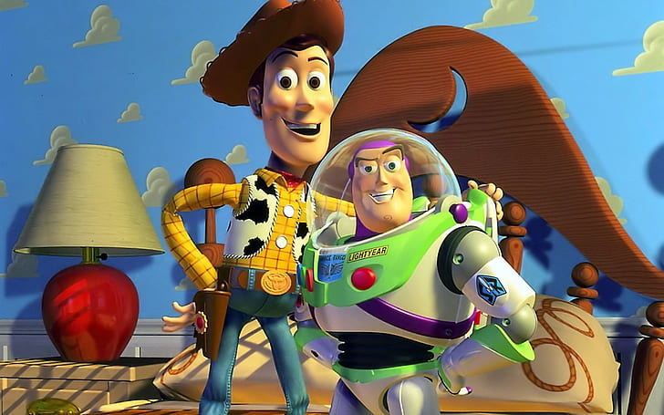 Toy Story Personaggi, animazione, giocattoli, bambino, astronauta, Sfondo HD