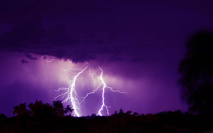 Dark Black Purple Sky, lightning illustration, Nature, Other, black, lighting, sky, purple, HD wallpaper