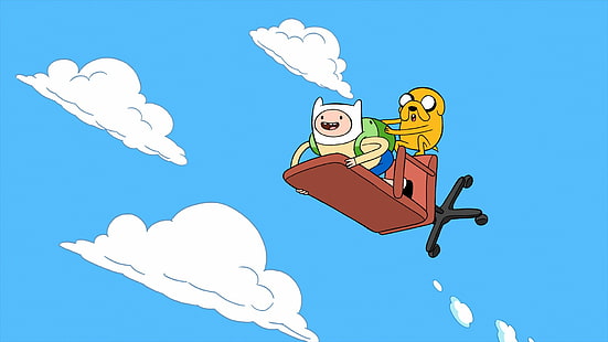 Adventure Time, sedia, nuvole, Finn the Human, Jake the Dog, Sfondo HD HD wallpaper