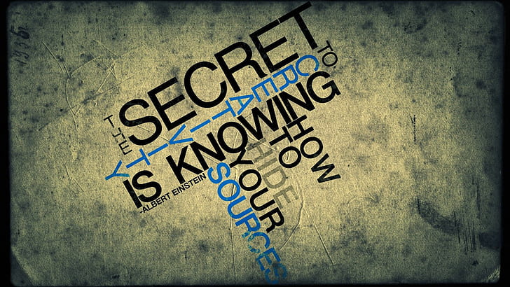 Albert Einstein Creativity Secret HD, albert einstein, kreativitet, kunskap, citat, hemlighet, mening, HD tapet