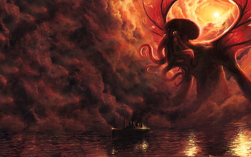 Fantasiekunst, Eldritch, H. P. Lovecraft, Cthulhu, HD-Hintergrundbild HD wallpaper