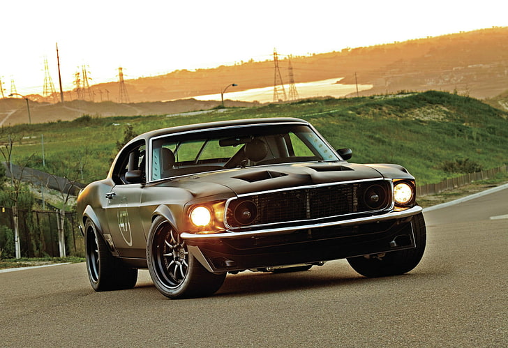 black coupe, Wallpaper, mustang, Muscle, 1969, Car, ford, wallpapers, HD wallpaper