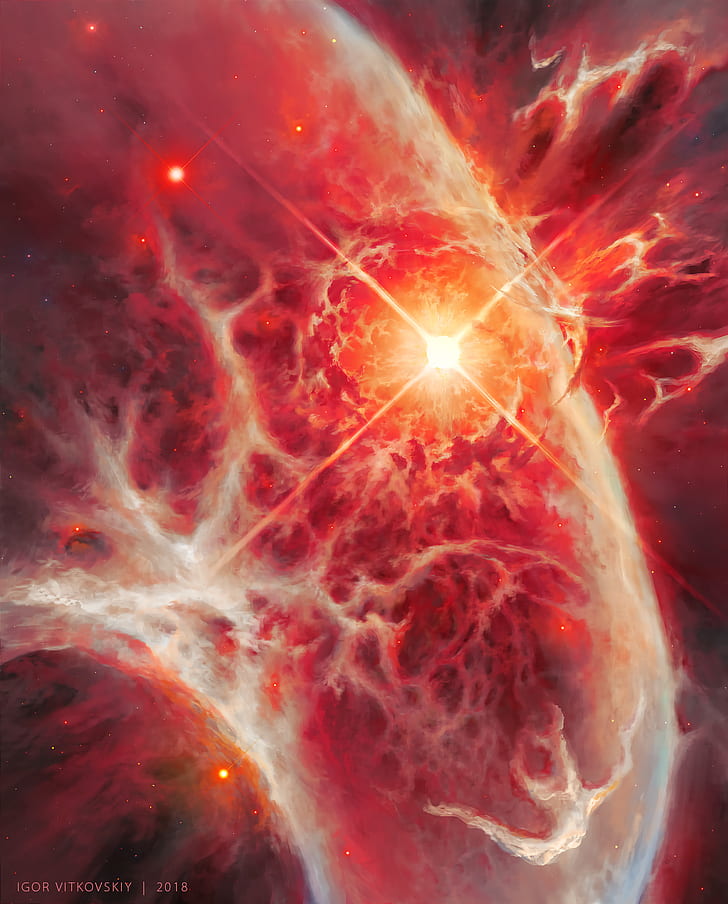 Planetenexplosion, Rot, Feuer, Science-Fiction, Weltraum, HD-Hintergrundbild, Handy-Hintergrundbild