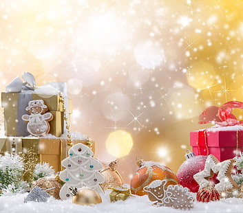 digitale Tapete des weißen und mehrfarbigen Weihnachtsthemas, neues Jahr, Weihnachten, frohe Weihnachten, HD-Hintergrundbild HD wallpaper