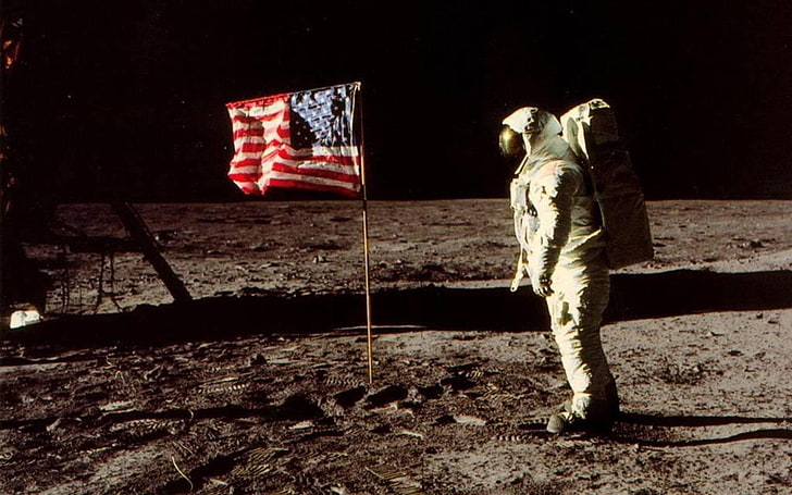 uzay, astronot, Ay, bayrak, geçmiş, HD masaüstü duvar kağıdı
