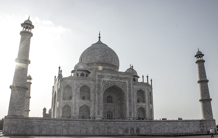 India, Taj Mahal, cielo, meraviglia del mondo, architettura islamica, Sfondo HD