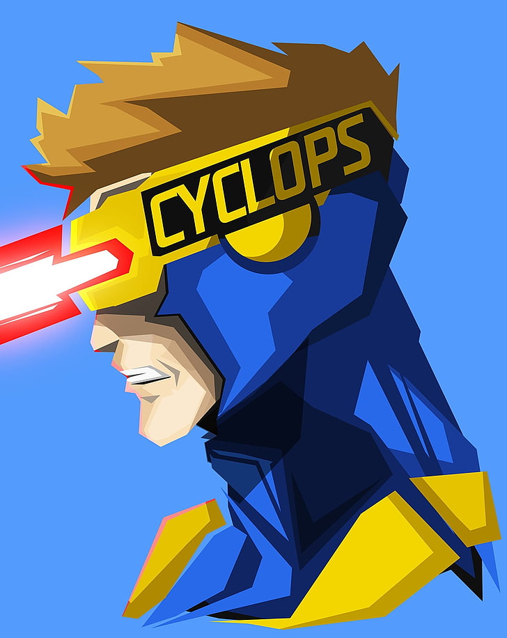 Циклоп от илюстрация на Marvel, Cyclops, Marvel Comics, син фон, HD тапет, тапет за телефон