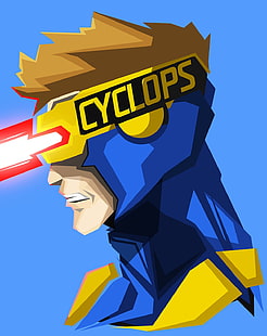 Cyclops from Marvel illustration, Cyclops, Marvel Comics, blue background, HD wallpaper HD wallpaper