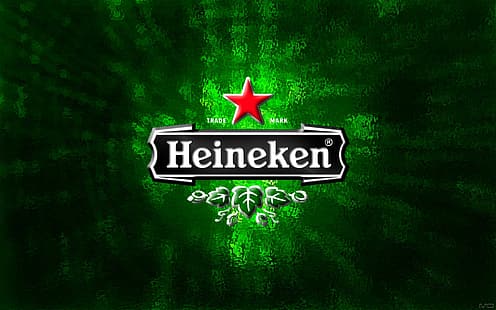bakgrund, grön, stjärna, öl, logotyp, fon, Heineken, HD tapet HD wallpaper