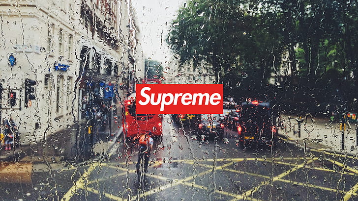 supreme, water drops, London, Tapety HD