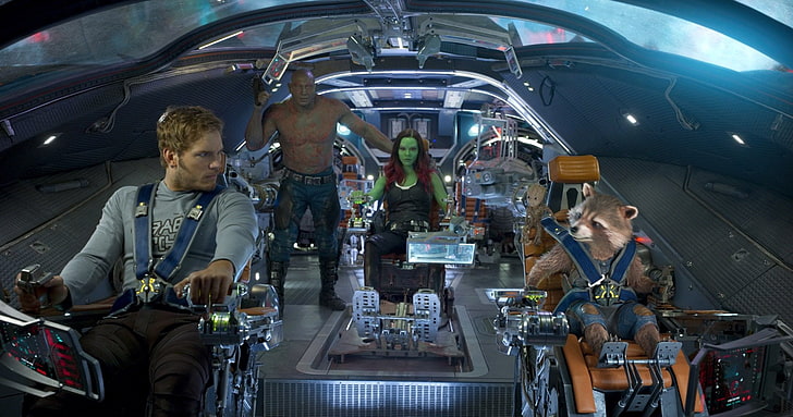 Film, Galaxy Vol Muhafızları.2, Bebek Groot, Chris Pratt, Yok edici Drax, Gamora, Roket Rakun, Yıldız Efendisi, HD masaüstü duvar kağıdı
