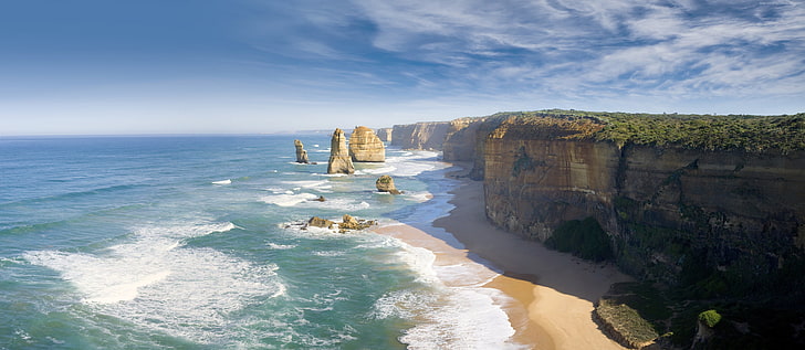 ocean, Great Ocean Road, 4k, Melbourne, Worlds best diving sites, sea, Best Beaches in the World, Australia, HD wallpaper