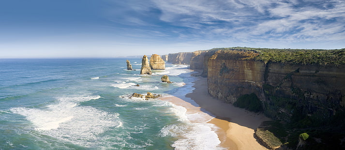 océano, Great Ocean Road, 4k, Melbourne, los mejores sitios de buceo del mundo, mar, las mejores playas del mundo, Australia, Fondo de pantalla HD HD wallpaper