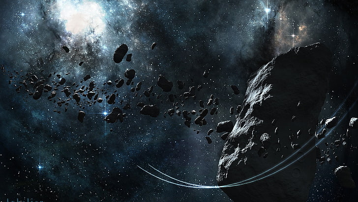 asteroide, arte spaziale, stelle, nebulosa, spazio, pianeta, galassia, meteore, Sfondo HD