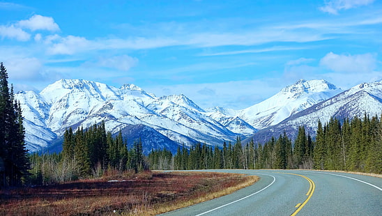 green leaf trees near mountain covered with snow, alaska, alaska, Alaska, Explored, green leaf, trees, Landscape, America, Last Frontier, landscapes, Mountain  road, forest  Highway, trip, Morning, Sunrise, JLS, Photography, beautiful, Scenery, Mountain Peaks, Outdoor, Snow, Spring, Wilderness, sky, nature, mountain, scenics, outdoors, travel, alberta, banff National Park, forest, tree, canada, mountain Range, HD wallpaper HD wallpaper
