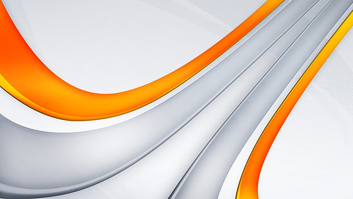 illustration blanc et orange, abstrait, art numérique, lignes, Fond d'écran HD