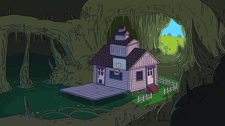 personnage de dessin animé de maison pourpre, Adventure Time, Fond d'écran HD