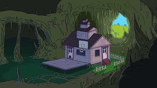 фиолетовый дом мультипликационный персонаж, время приключений, HD обои HD wallpaper