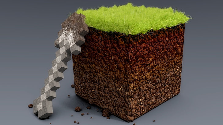 Minecraft game, minecraft, ground, grass, cube, HD wallpaper