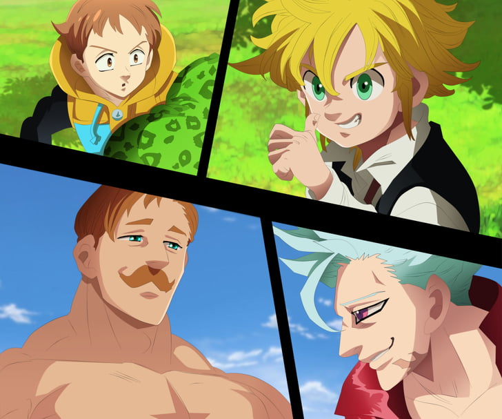 Anime, The Seven Deadly Sins, Ban (The Seven Deadly Sins), Escanor (The Seven Deadly Sins), King (The Seven Deadly Sins), Meliodas (The Seven Deadly Sins), HD tapet