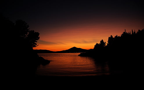 landscape, evening, lake, water, dark, HD wallpaper HD wallpaper