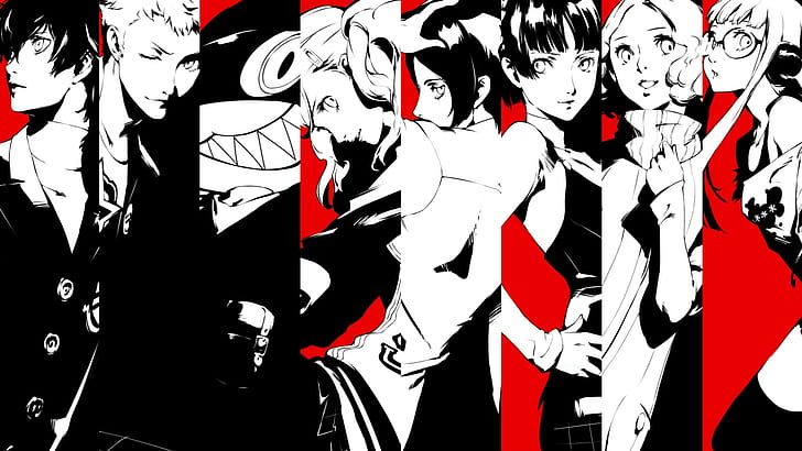 Persona, Persona 5, Ann Takamaki, Futaba Sakura, Haru Okumura, Joker (Persona), Makoto Niijima, Morgana (Persona), Ryuji Sakamoto, Yusuke Kitagawa, HD masaüstü duvar kağıdı