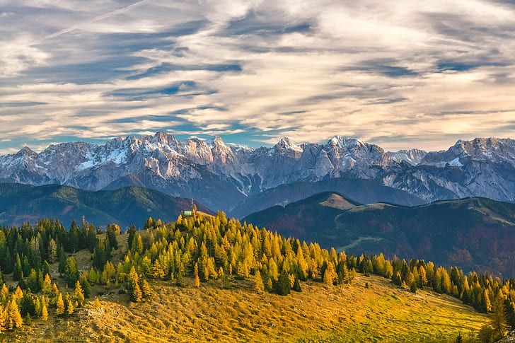 foto de árbol verde en la cima de la montaña durante el día, austria, austria, montaña, naturaleza, Alpes europeos, paisaje, al aire libre, pintorescos, pico de montaña, cielo, cordillera, bosque, Fondo de pantalla HD