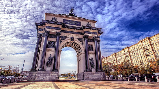 триумфална арка, триумфална арка на Москва, Москва, Русия, арх, HD тапет HD wallpaper