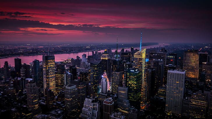 widok z lotu ptaka na światła miasta w nocy zrzut ekranu, york, york, Nowy Jork - Empire, Empire State Building, widok z lotu ptaka, światła miasta, pora nocna, zrzut ekranu, New York Empire, Empire State Building, New York Empire, Flickr, Brąz, Trofeum, Grupa, pejzaż miejski, miejski Skyline, wieżowiec, noc, dzielnica śródmieścia, scena miejska, architektura, miasto, wieża, słynne miejsce, budynek Na zewnątrz, budynek biurowy, zmierzch, zbudowany Struktura, biznes, Tapety HD