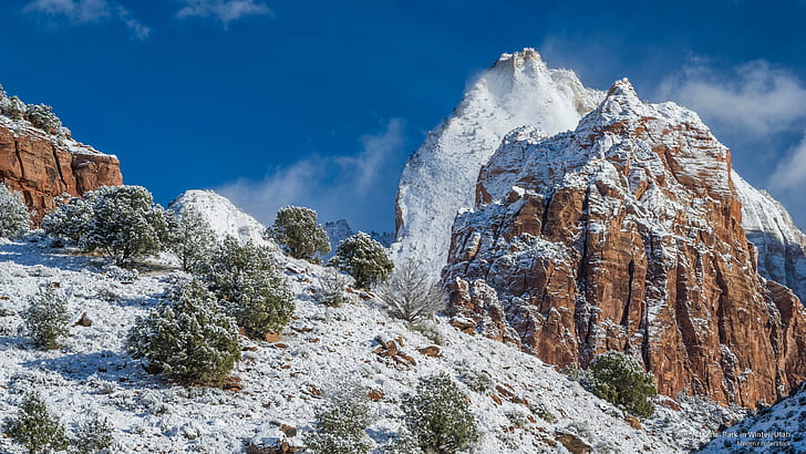 Parque Nacional Zion en invierno, Utah, invierno, Fondo de pantalla HD