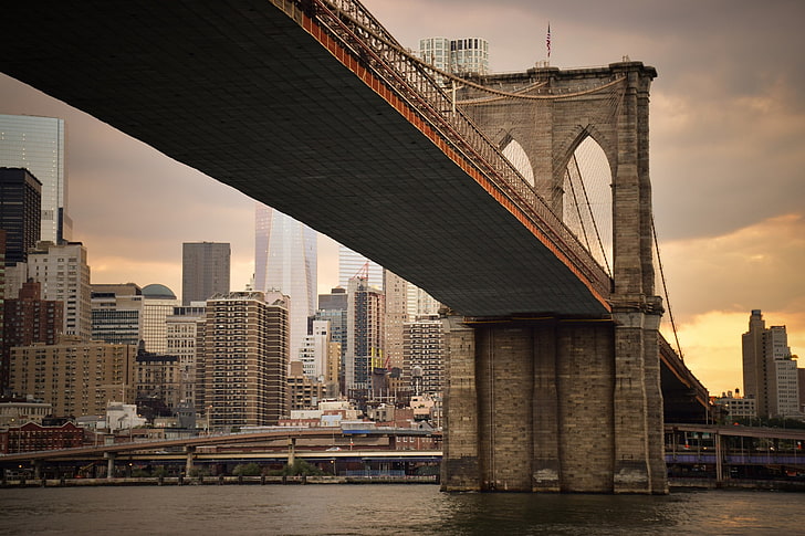 Нью-Йорк, Бруклинский мост, архитектура, Манхэттен, HD обои