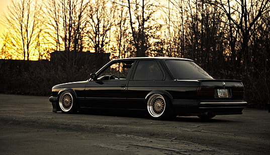 czarne BMW E34, czarne, BMW, profil, e30, 325si, Tapety HD HD wallpaper