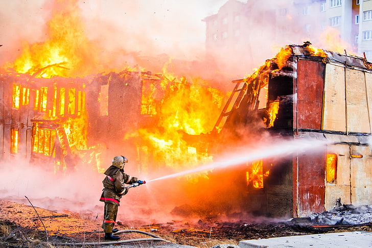 fire, destruction, fire man, HD wallpaper