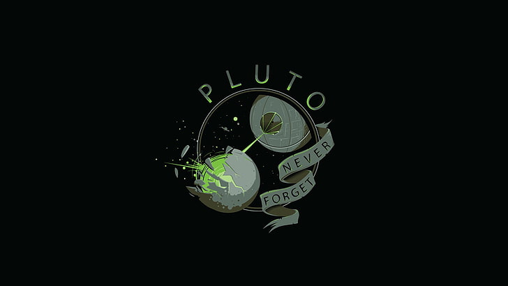 Плутон с етикет картинки, минимализъм, Плутон, Междузвездни войни, хумор, прост фон, пространство, научна фантастика, тъмен хумор, планета, HD тапет