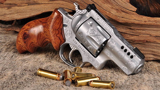 senjata, revolver, senjata, ukiran, kebiasaan, Smith dan Wesson, 357 Magnum, revoler, Wallpaper HD HD wallpaper
