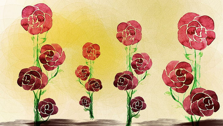 Roses In A Row, firefox persona, paint, abstract, roses, flowers, 3d and abstract, Tapety HD