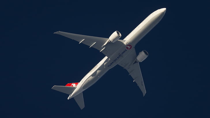 비행기, 보잉 777, 비행 중, 터키 항공, HD 배경 화면