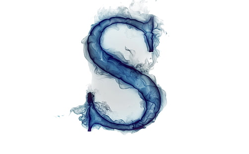 blue S ash illustration, smoke, gas, letter, Litera, HD wallpaper HD wallpaper