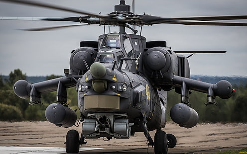 черен хеликоптер, Ми-28, хеликоптери, военни, руски ВВС, HD тапет HD wallpaper