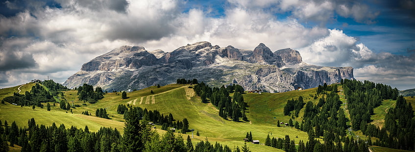 green forest under gray clouds during daytime, italy, italy, Gruppo, Trentino Alto Adige, Italy, Landscape photography, green forest, gray, clouds, daytime, alta badia, dolomites, dolomiti, europe, geotagged, green  group, italia, landscape, mountain, outdoor, photo, photography, sony a7, fe, travel, trees, portfolio, nature, european Alps, summer, outdoors, scenics, forest, meadow, green Color, alto Adige, tree, sky, mountain Peak, HD wallpaper HD wallpaper