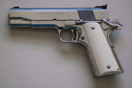 сив полуавтоматичен пистолет, оръжия, пистолет Colt, Colt .45 Acr 1911A1, HD тапет HD wallpaper