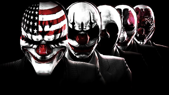 Fünf Halloween-Masken, Videospiele, Zahltag 2, HD-Hintergrundbild HD wallpaper