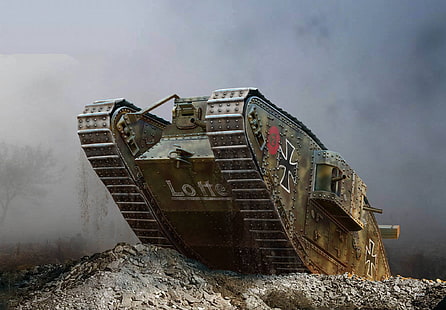 изкуство, танк, британски, тежък, Марк IV, Трофей, Първата световна война, HD тапет HD wallpaper