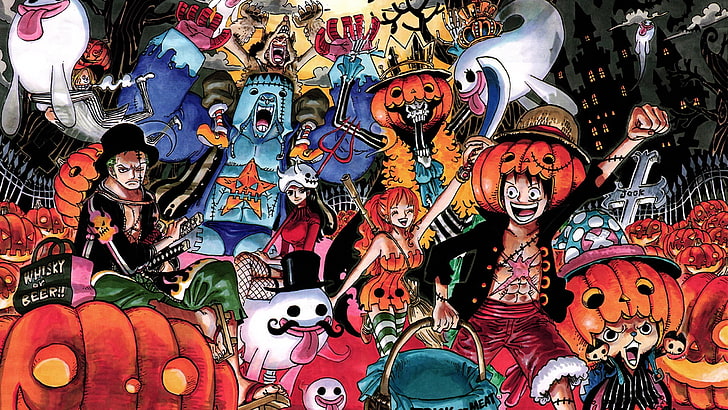 manga, anime, One Piece, Roronoa Zoro, Nico Robin, Sanji, Franky, Usopp, Nami, Brook, Monyet D. Luffy, Tony Tony Chopper, Wallpaper HD