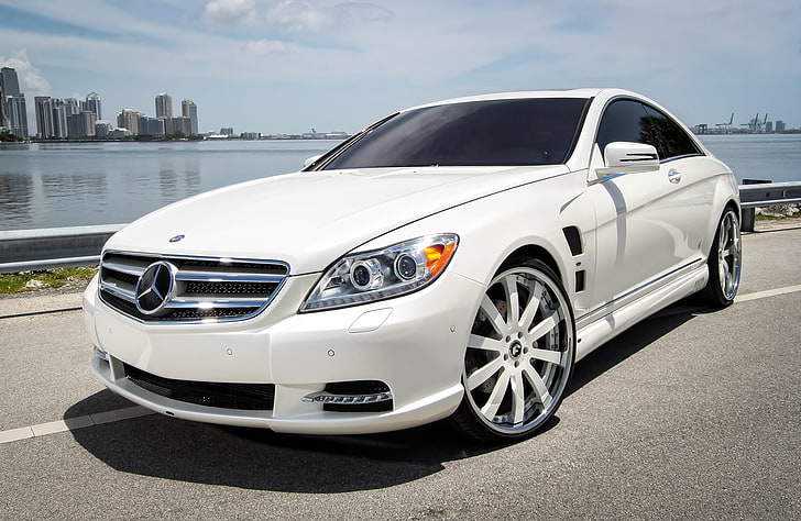 white Mercedes-Benz coupe, White, Mercedes, Suite, CL63 AMG, HD wallpaper