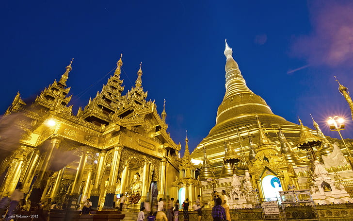 Pagoda Shwedagon durante el azul 76684, Fondo de pantalla HD